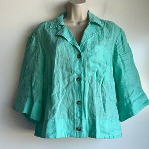MAEVE Anthropologie Lightweight Linen Jacket in Mint Green Size XS